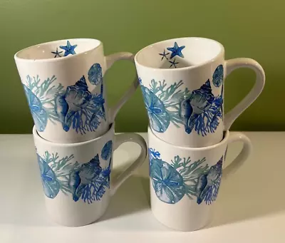 Buy Set Of 4 Royal Norfolk SHORE LIVING Blue Aqua Coffee Mugs   NEW • 30.26£