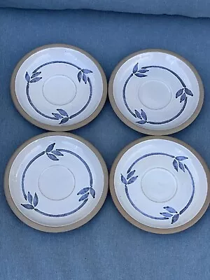 Buy Midwinter Stoneware Blue Print Flower Tea Saucers Plate England Set Of 4 • 17.08£