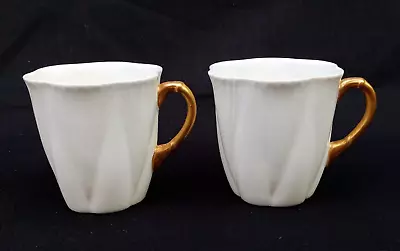 Buy 2x The Foley China White & Gold Handle Cup's • 12.50£