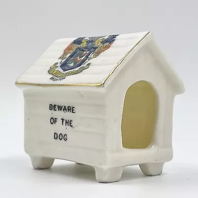 Buy Vintage Arcadian Crested China Dog Kennel - Beware Of The Dog - Brighton Crest • 12.90£