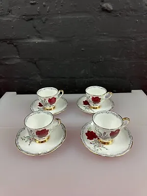 Buy 4 X Royal Stafford China Roses To Remember Coffee Cups And Saucers Set • 21.99£
