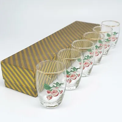 Buy Vintage Boxed Shot Glasses Drinking Enamel Transfer Original Set Of 6 1960s • 14.95£