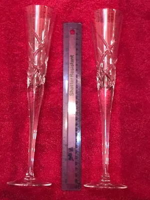 Buy  Debenhams - 2 Fine Cut Lead Crystal Champagne Flute Toasting Glasses - Boxed • 14.50£