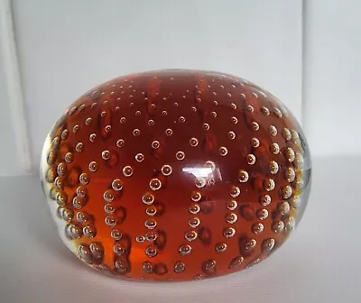 Buy Thomas Webb Signed Controlled Bubble Art Glass Paperweight • 25£