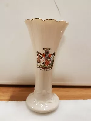 Buy Carlton Crested China   City Of Cardiff  Crinkle Top Vase H13cm • 12£