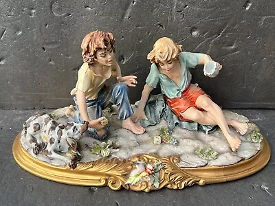 Buy Vintage Capodimonte Ornament Figurines Boys Playing Dice Game • 29.99£