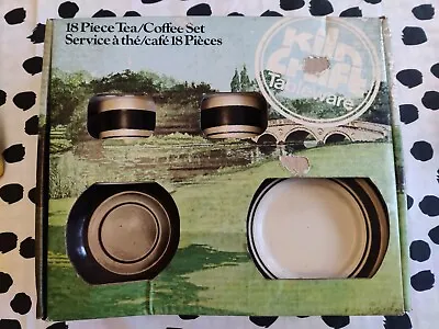 Buy VTG Retro Kilncraft Tableware Boxed Set Tea Cups Brown Original Box Plates 70s • 20£