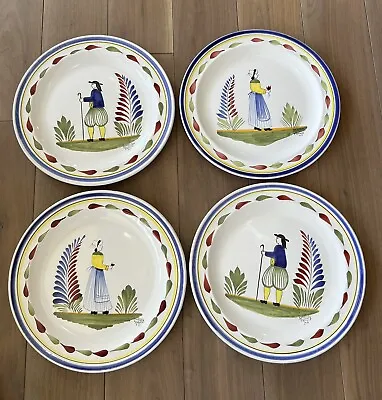 Buy Keraluc Quimper France Dinner Plate Traditional Man Woman Hand Painted Set Of 4 • 189.75£