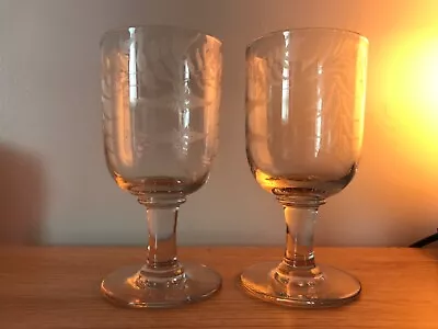 Buy ** 2 ** ??Victorian??  Wine/Ale Glasses, Engraved Fern Decoration • 18£