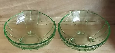 Buy Pair Vintage Green Glass Dessert/Fruit Dishes • 4.99£