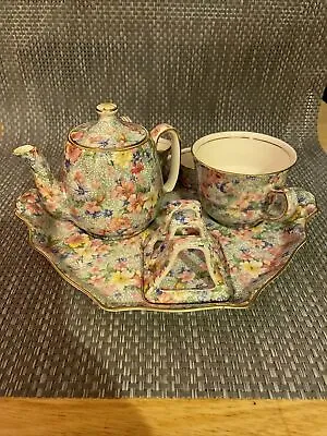 Buy Royal Winton Marion Chintz Breakfast Set Teapot Toast Rack Etc 1951’s • 299.99£