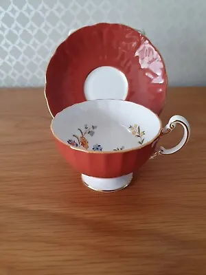 Buy Vintage Aynsley Brick Red/gold/white Butterfly Tea Cup And Saucer Cabinet Piece • 16.99£