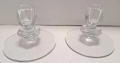 Buy Tulip Clear Glass Stemmed Candle Holder Set Of 2 Taper 3  Candlestick Flower  • 7.64£