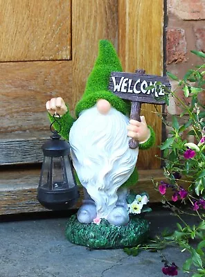 Buy Santa Garden Ornament Gonk Solar Flocked Grass Gnome Welcome Home Decor  35cm • 15.95£