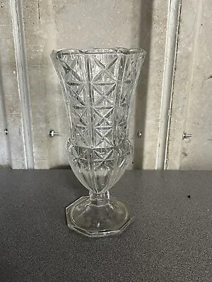 Buy Vintage Heavy Crystal Glass Footed Vase Made In Italy Retro Home Decor Glassware • 4£