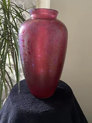 Buy Vintage Beautiful Royal Brierley Studio Vase Iridescent Ruby Red Lovely Colours • 9.50£