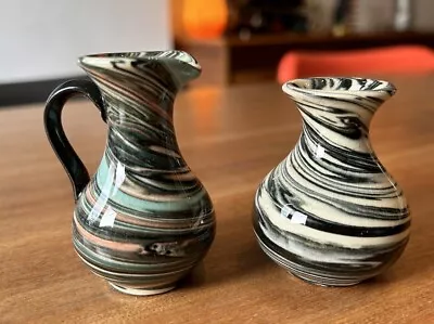 Buy Pair Vintage C1960s Dunster Art Pottery Miniature Vases  Agate Ware • 6.99£