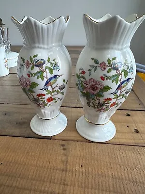 Buy Aynsley Fine Bone China  Pembroke  A Pair Of Vases 6.75  & 5  Tall. • 8.99£