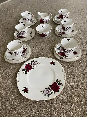 Buy Vintage Colclough Bone China “Amoretta” Rose Tea Set 21 Pieces - 7906 England • 50£