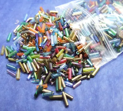 Buy 50g Rainbow Bugle Beads, Silver Lined Iridescent Glass - Beading & Crafts • 2.70£