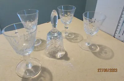 Buy Cut Glass Sherry Glasses. Fine English Crystal. Set Of 4. Excellent. Xmas Gift? • 10£