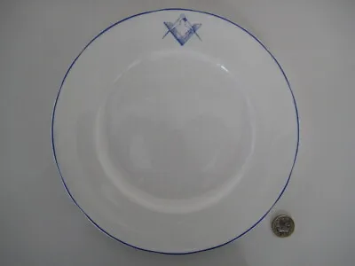 Buy Kidsgrobe Accent Masonic Institute Design 10  Dinner Plate Blue & White Service • 27.99£