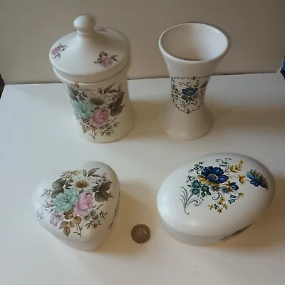 Buy 4 Purbeck Poole Dorset Pieces. 2 Of Each Floral Pattern. Gorgeous Unmarked Cond • 25£