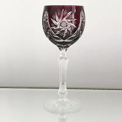 Buy Bohemian German Crystal Coloured Ruby Red Wine Glass 18 Cm • 30£