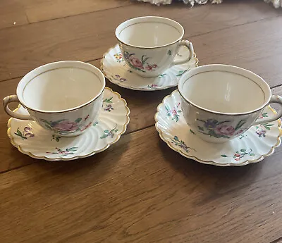 Buy Reproduced Olde Bristol Porcelain By Clarice Cliff  Cups And Saucers X 3 • 15£