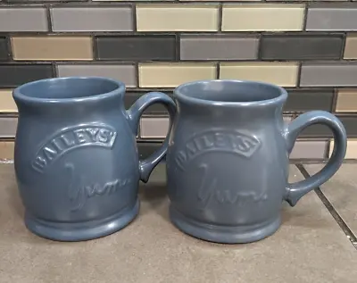 Buy Pair Of Baileys Irish Cream Blue Coffee Cups Mugs  Yum Embossed 12 Oz  Aha • 14.22£