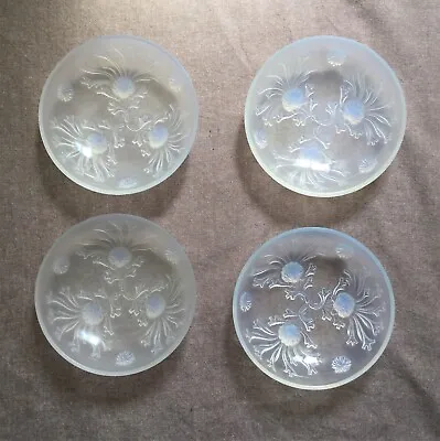 Buy Set Of Four Vintage Sabino  'Les Oursins' Pattern Frosted Glass Bowls • 70£