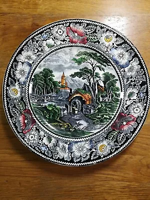 Buy Vintage China Plate  Midwinter Rural England Hand Coloured The Mill.  10  Dia. • 17£