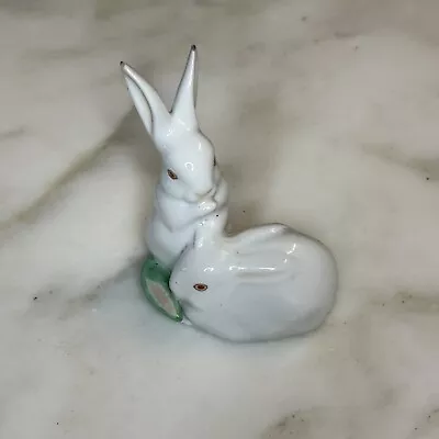 Buy Vintage Herend Two White Bunnies Porcelain Figurine • 43.22£