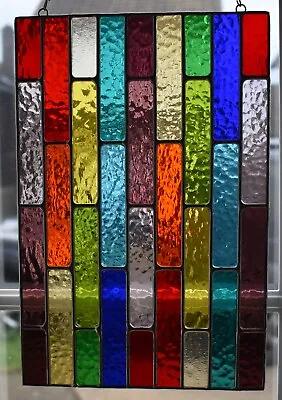 Buy Stained Glass Panel Abstract Rainbow Suncatcher Geometric Handmade In England • 120£