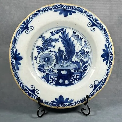 Buy 18th Century Delft Delftware 23cm Blue & White Tin Glazed Earthenware Plate • 125£