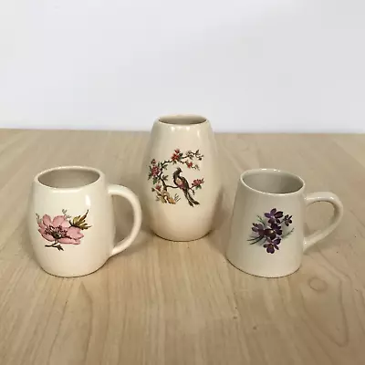 Buy New Devon Pottery Decorative Bundle X 3 Mini Vase And Mugs Bird Flowers Vintage • 10£