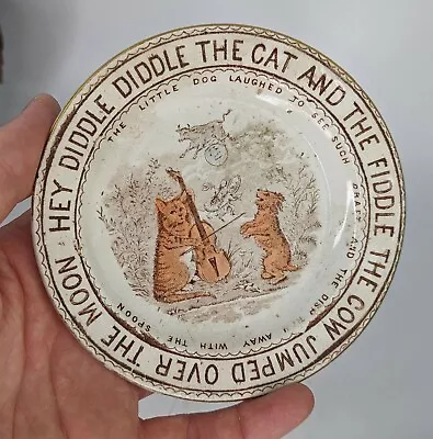 Buy Antique Transfer Ware Childs Dish Nursery Rhyme Hey Diddle Diddle Whittaker & Co • 139.99£