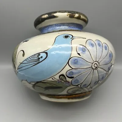 Buy Ken Edwards Pottery Mexico Round Vase Blue Bird Butterfly 5.5” X 7” STUNNING EUC • 42.67£