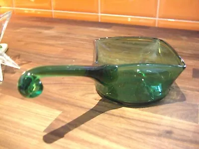 Buy Unusual Pan Shaped Green Art Glass Object • 14£