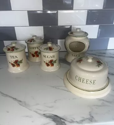 Buy Kernewek Pottery Tea Coffee Sugar Canisters Jars  Cornwall Vintage Set Of 5 • 39.99£