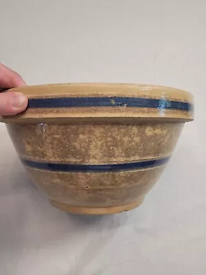 Buy Vintage Yellow Ware Stoneware Mixing Bowl 11  Two Blue Stripes • 56.90£