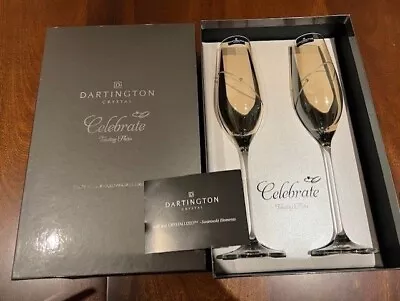 Buy Dartington Crystal Glitz Celebrate Toasting Flutes Gold Glasses Pair Gift • 9.99£