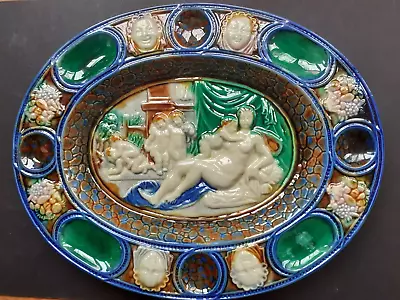 Buy Palissy Style Oval MAJOLICA Dish With Cherubs And Aphrodite • 15£