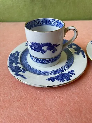 Buy Three Cauldon Dragon Blue And White Cup And Saucer Sets England • 96.07£