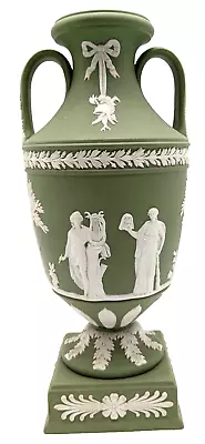 Buy Rare Antique Wedgwood Green Jasperware Tall Apollo Muses Trophy Vase (c.1890s) • 286.75£