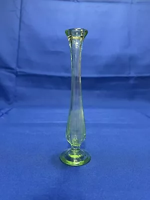 Buy Vtg. Art Deco Style Stretched “Swung” Bud Vase. Vaseline Glass Depression Era. • 30.74£