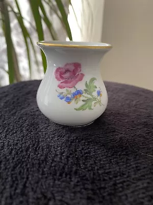 Buy Vintage MEISSEN PrettyHand Painted Floral Vase 5cms Crossed Sword On Base • 19.99£
