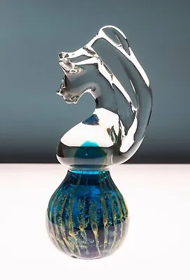 Buy Mdina Glass Seahorse Paperweight, Hand-Blown Blue Glass, Signed, 1970s • 18£