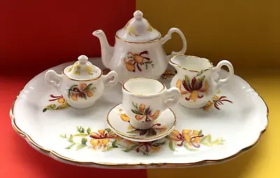 Buy Vintage Chown Miniature Bone China Tea Set For One & Tray,Honeysuckle/Gold🐝🐝🐝 • 29.95£