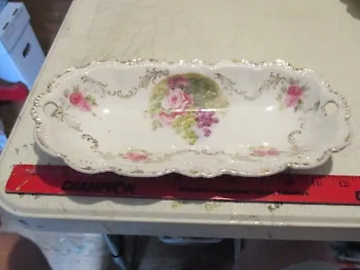 Buy Antique Bavarian Porcelain Celery Dish With Floral Rose/Grape Pattern • 11.37£